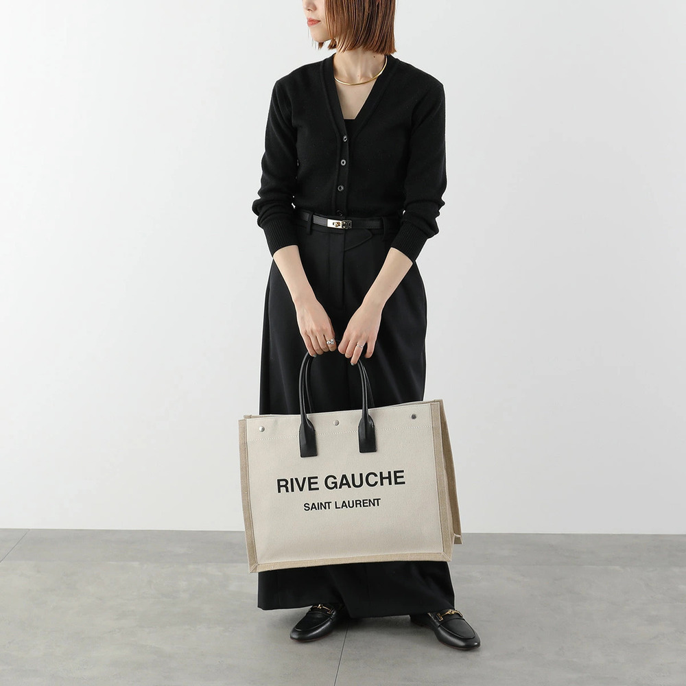 SAINT LAURENT canvas Rive Gauche Tote Bag Tan j
